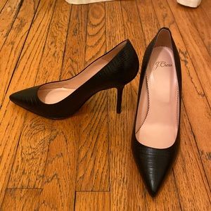 Brand new J. Crew black snakeskin embossed size 8 pumps